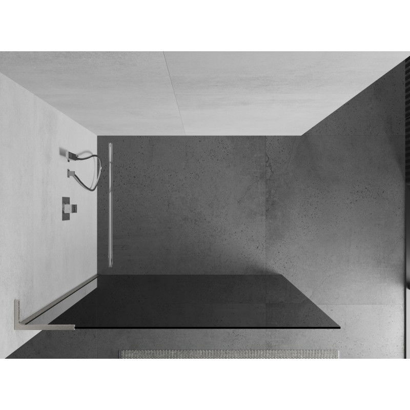 Mexen Kioto L shower wall Walk-in 120 x 200 cm, graphite, brushed nickel - 800-120-103-97-40