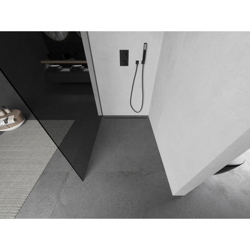 Mexen Kioto L Walk-in Shower Wall 100 x 200 cm, Graphite, Brushed Gun Gray - 800-100-103-66-40