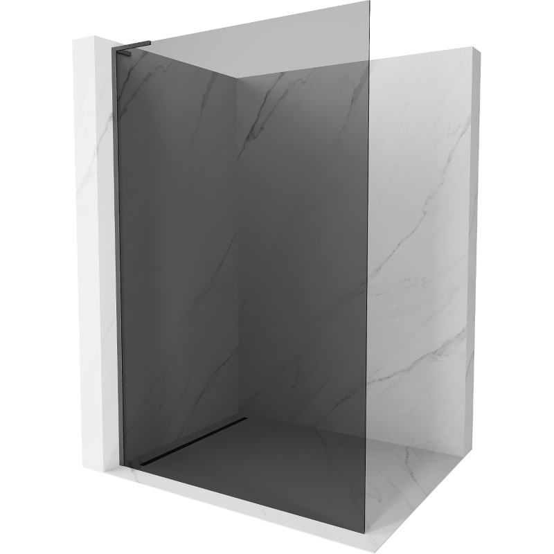 Mexen Kioto L Walk-in Shower Wall 100 x 200 cm, Graphite, Brushed Gun Gray - 800-100-103-66-40