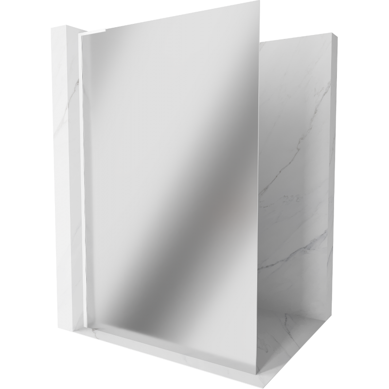 Mexen Kioto L Walk-in Shower Wall 70 x 200 cm, Mirror, White - 800-070-103-20-50