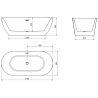 Mexen Roxy freestanding bathtub 67 x 31.5 in, white, brushed gold overflow - 51201708000-55