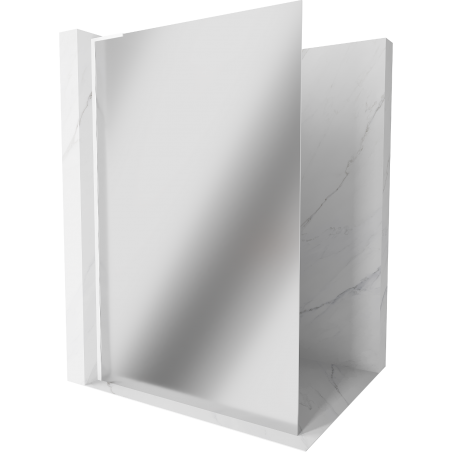 Mexen Kioto L Walk-in Shower Wall 100 x 200 cm, Mirror, White - 800-100-103-20-50