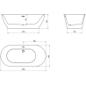 Mexen Roxy freestanding bathtub 180 x 85 cm, white/black, rose gold overflow - 51201808575-60