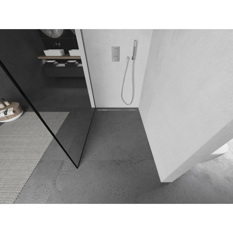 Mexen Kioto L Walk-in Shower Panel 100 x 200 cm, Black Frame, Chrome - 800-100-103-01-70