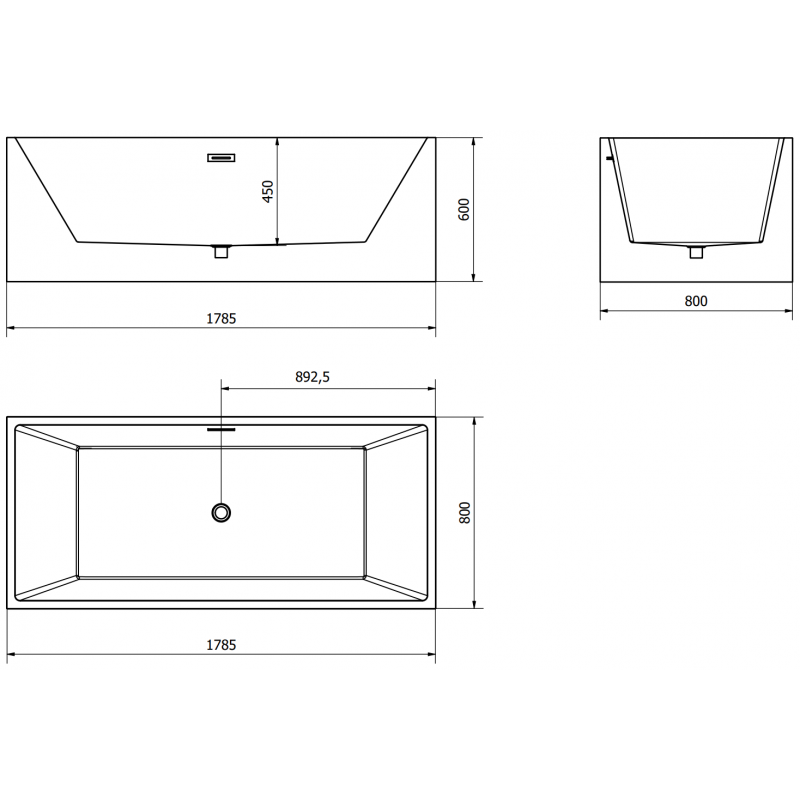 Mexen Vigo freestanding bathtub 178.5 x 80 cm, white/black, brushed gold overflow - 51251788075-55