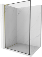Mexen Kioto L Walk-in Shower Wall 50 x 200 cm, Black Frame, Gold - 800-050-103-50-70