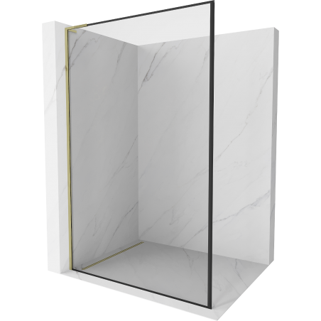 Mexen Kioto L Walk-in Shower Panel 60 x 200 cm, Black Frame, Gold - 800-060-103-50-70