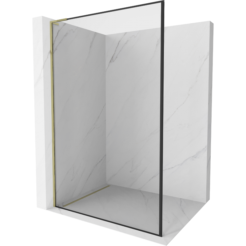 Mexen Kioto L Walk-in Shower Wall 70 x 200 cm, Black Pattern, Gold - 800-070-103-50-70