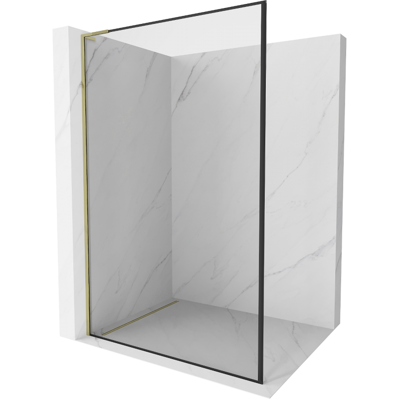 Mexen Kioto L Walk-in Shower Wall 100 x 200 cm, Black Pattern, Gold - 800-100-103-50-70