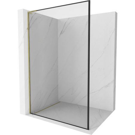 Mexen Kioto L Walk-in Shower Wall 100 x 200 cm, Black Pattern, Gold - 800-100-103-50-70