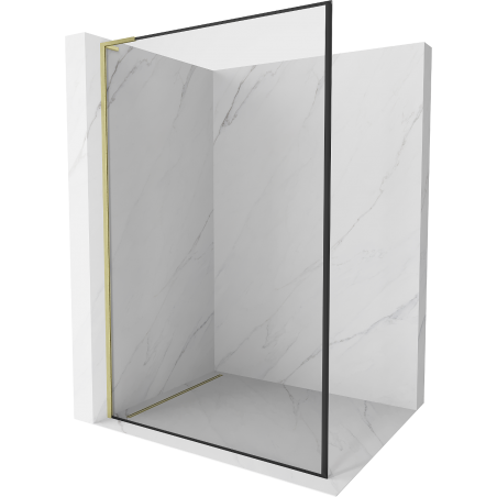 Mexen Kioto L Walk-in Shower Panel 70 x 200 cm, Black Pattern, Brushed Gold - 800-070-103-55-70