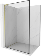 Mexen Kioto L Walk-in Shower Wall 70 x 200 cm, Black Frame, Brushed Gold - 800-070-103-55-70