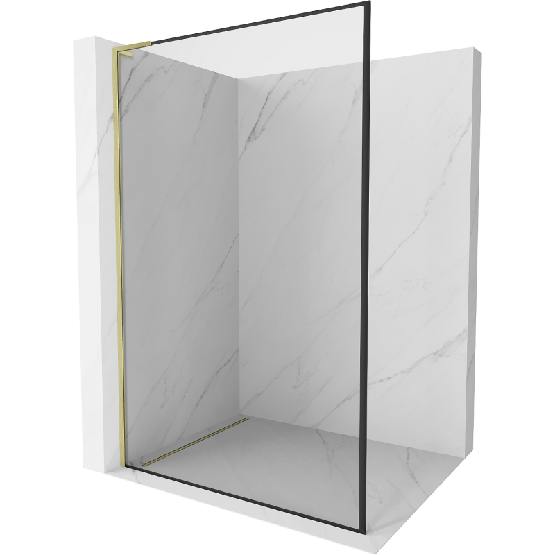 Mexen Kioto L Walk-in Shower Wall 90 x 200 cm, Black Pattern, Brushed Gold - 800-090-103-55-70