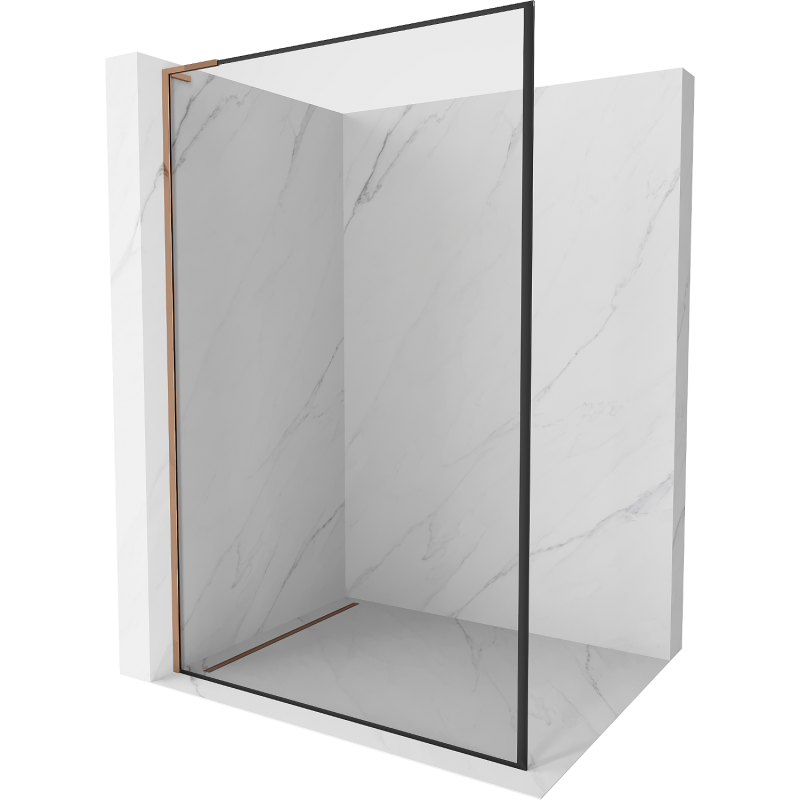 Mexen Kioto L Shower Screen Walk-in 60 x 200 cm, Black Frame, Rose Gold - 800-060-103-60-70