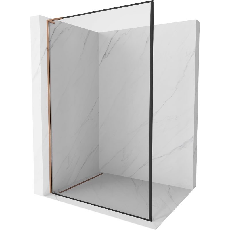 Mexen Kioto L Walk-in Shower Wall 80 x 200 cm, black pattern, rose gold - 800-080-103-60-70