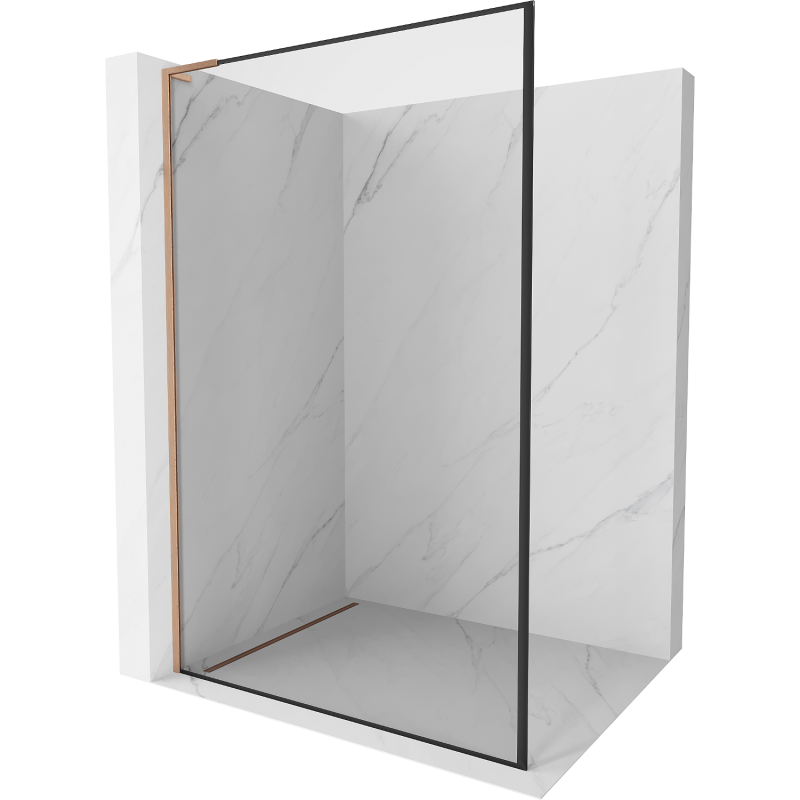 Mexen Kioto L Walk-in Shower Wall 90 x 200 cm, Black Pattern, Brushed Copper - 800-090-103-65-70