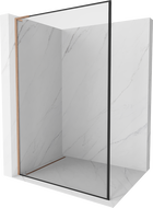 Mexen Kioto L Walk-in Shower Wall 100 x 200 cm, Black Frame, Brushed Copper - 800-100-103-65-70