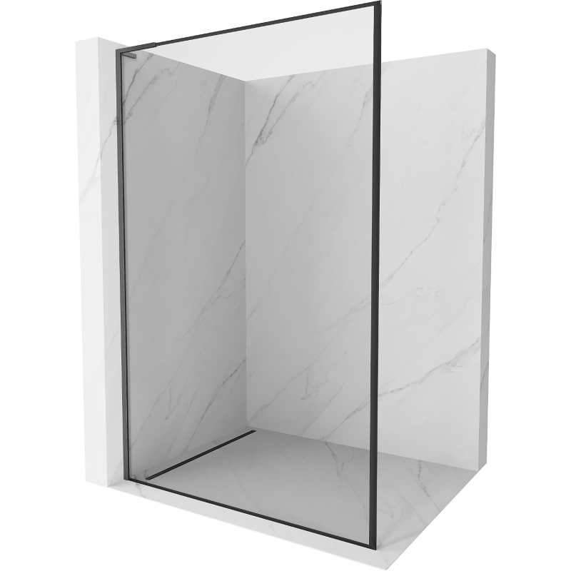 Mexen Kioto L Shower Wall Walk-in 100 x 200 cm, Black Frame, Brushed Gun Gray - 800-100-103-66-70