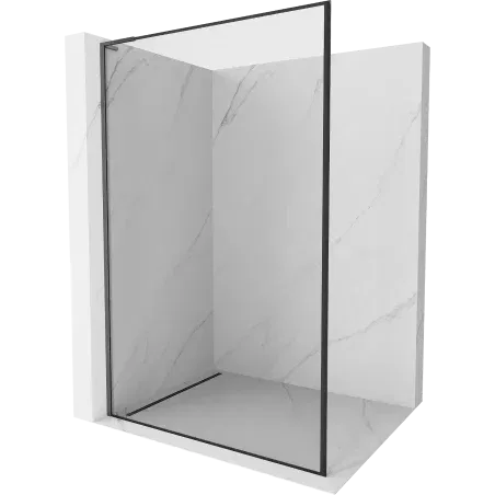 Mexen Kioto L Shower Wall Walk-in 100 x 200 cm, Black Frame, Brushed Gun Gray - 800-100-103-66-70