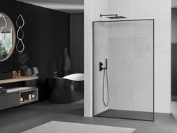 Mexen Kioto L shower wall Walk-in 120 x 200 cm, black pattern, gun gray brushed - 800-120-103-66-70