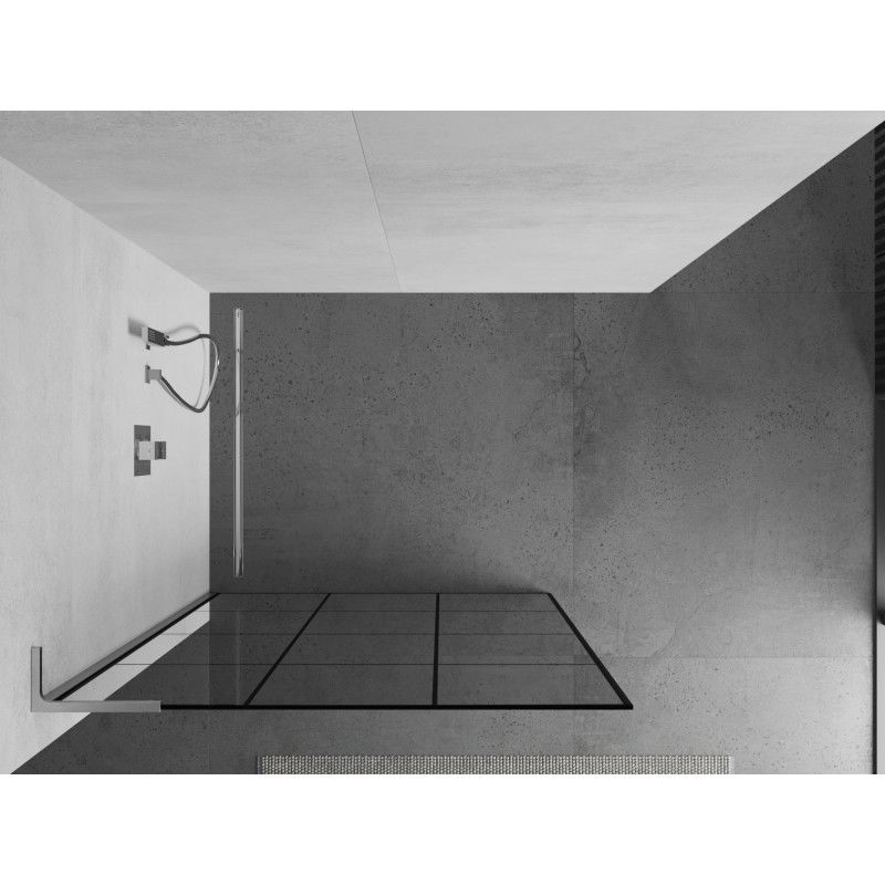 Mexen Kioto L Walk-in Shower Wall 120 x 200 cm, Black Grid, Chrome - 800-120-103-01-77