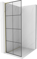 Mexen Kioto L Walk-in Shower Screen 90 x 200 cm, Black Grid, Gold - 800-090-103-50-77