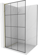 Mexen Kioto L Shower Screen Walk-in 100 x 200 cm, Black Grid, Gold - 800-100-103-50-77