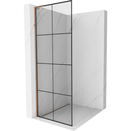 Mexen Kioto L Walk-in Shower Wall 80 x 200 cm, black grid, rose gold - 800-080-103-60-77