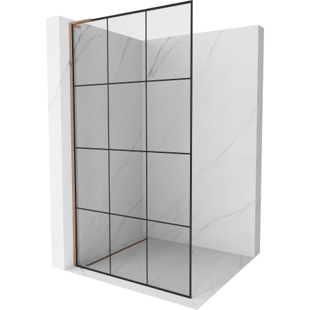 Mexen Kioto L Walk-in Shower Screen 120 x 200 cm, Black Grid, Rose Gold - 800-120-103-60-77
