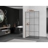Mexen Kioto L Walk-in Shower Screen 100 x 200 cm, black grid, brushed copper - 800-100-103-65-77