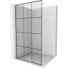 Mexen Kioto L Walk-in Shower Screen 100 x 200 cm, black grid, brushed copper - 800-100-103-65-77