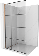 Mexen Kioto L Walk-in Shower Wall 120 x 200 cm, black grid, brushed copper - 800-120-103-65-77