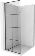 Mexen Kioto L Walk-in Shower Wall 90 x 200 cm, Black Grid, Gun Gray Brushed - 800-090-103-66-77
