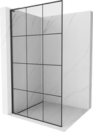 Mexen Kioto L Walk-in Shower Wall 110 x 200 cm, Black Grid, Black - 800-110-103-70-77