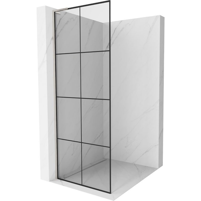 Mexen Kioto L Walk-in Shower Wall 70 x 200 cm, Black Pattern, Brushed Nickel - 800-070-103-97-77