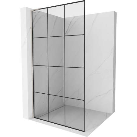 Mexen Kioto L Shower Wall Walk-in 110 x 200 cm, black grid, brushed nickel - 800-110-103-97-77