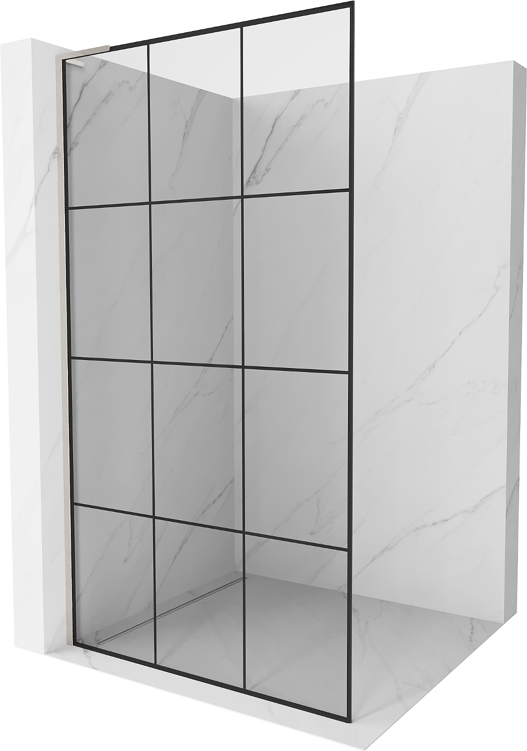 Mexen Kioto L Walk-in Shower Wall 110 x 200 cm, Black Pattern, Brushed Nickel - 800-110-103-97-77