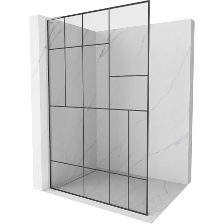 Mexen Kioto L Walk-in Shower Screen 70 x 200 cm, Black Pattern, Chrome - 800-070-103-01-78