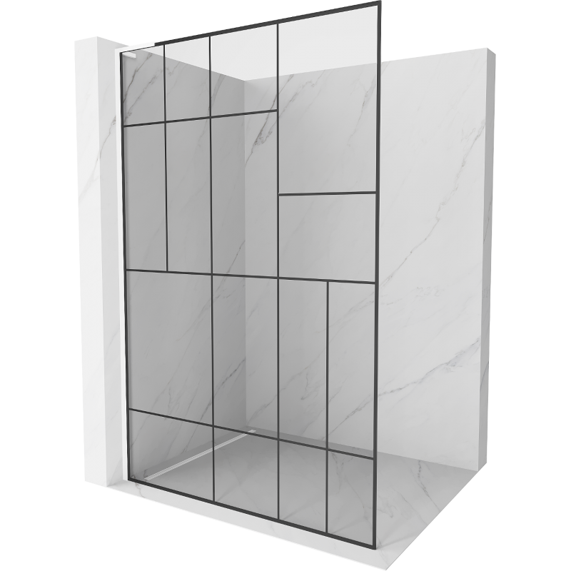 Mexen Kioto L Walk-in Shower Screen 110 x 200 cm, Black Pattern, White - 800-110-103-20-78