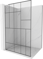 Mexen Kioto L Walk-in Shower Wall 100 x 200 cm, Black Pattern, White - 800-100-103-20-78