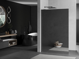 Mexen Kioto L Walk-in Shower Wall 80 x 200 cm, Mirror, Black - 800-080-103-70-50