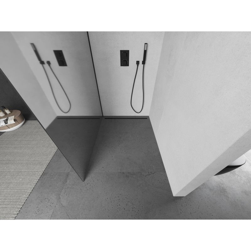Mexen Kioto L Walk-in Shower Wall 90 x 200 cm, Mirror, Black - 800-090-103-70-50