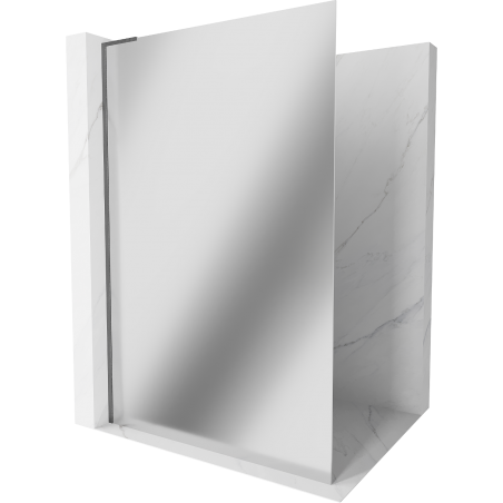 Mexen Kioto L Walk-in Shower Wall 90 x 200 cm, Mirror, Brushed Gun Gray - 800-090-103-66-50