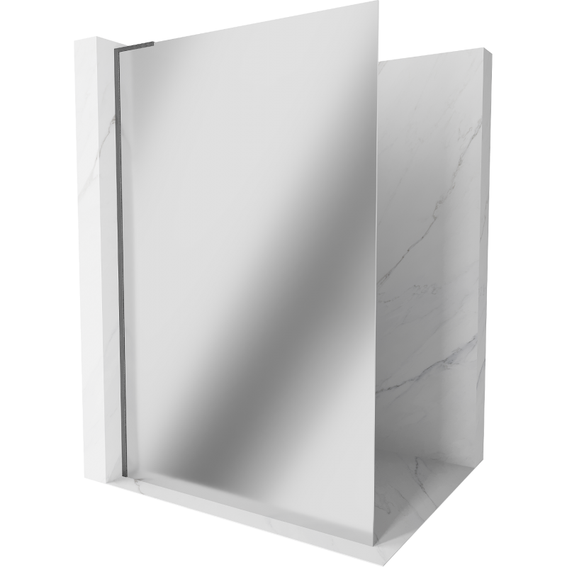Mexen Kioto L Walk-in Shower Wall 120 x 200 cm, Mirror, Brushed Gun Gray - 800-120-103-66-50