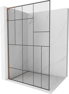 Mexen Kioto L Walk-in Shower Wall 90 x 200 cm, Black Pattern, Rose Gold - 800-090-103-60-78