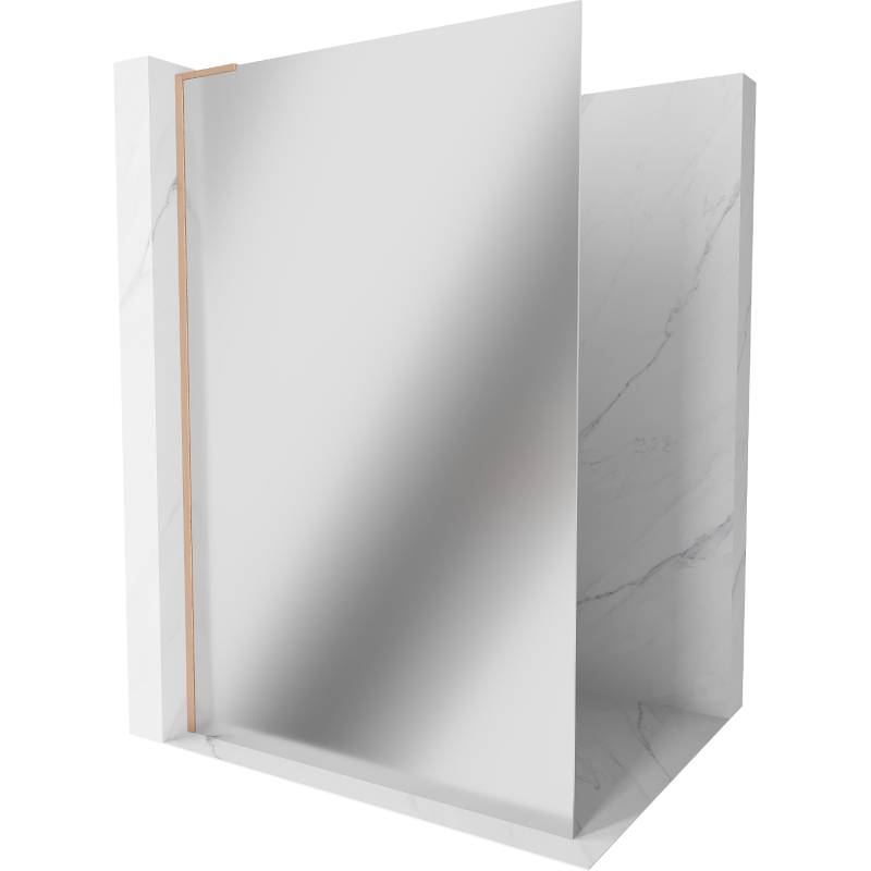 Mexen Kioto L Walk-in Shower Wall 100 x 200 cm, Mirror, Brushed Bronze - 800-100-103-65-50
