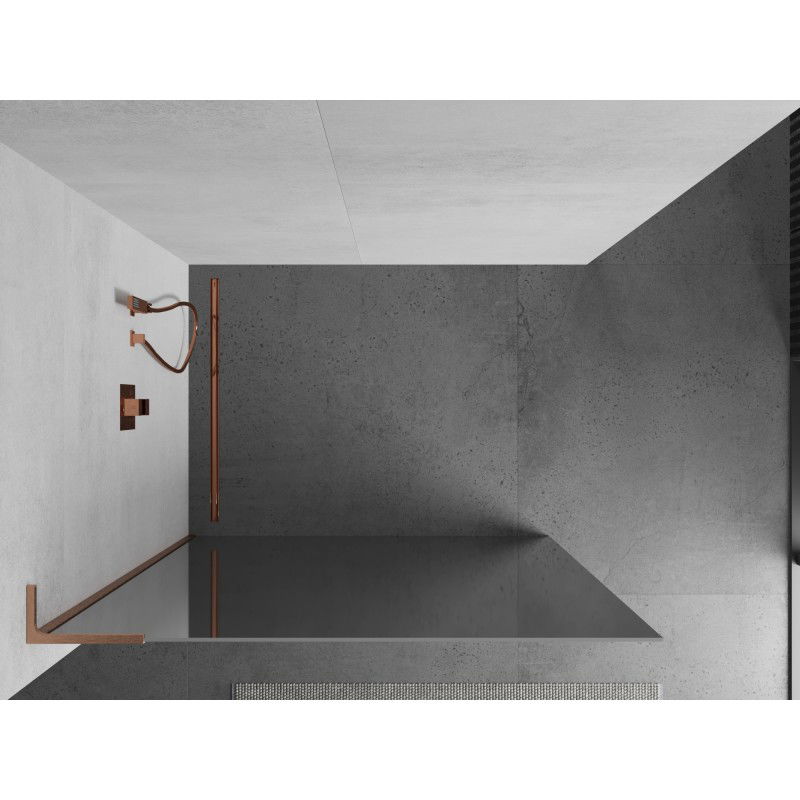 Mexen Kioto L Shower Screen Walk-in 110 x 200 cm, Mirror, Brushed Copper - 800-110-103-65-50