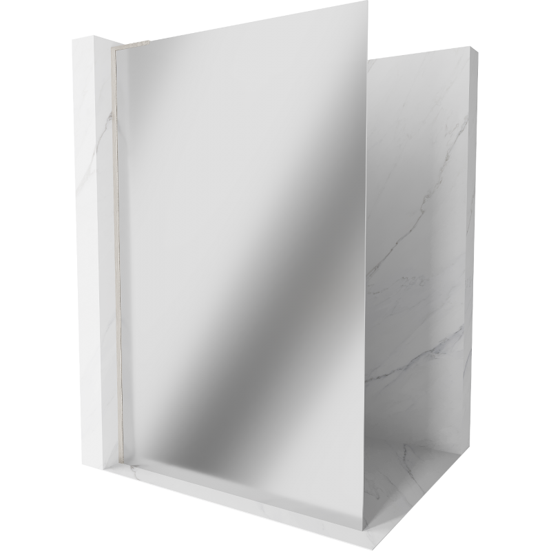 Mexen Kioto L Walk-in Shower Screen 110 x 200 cm, Mirror, Brushed Nickel - 800-110-103-97-50