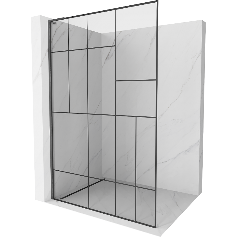 Mexen Kioto L Walk-in Shower Wall 80 x 200 cm, black pattern, gun gray brushed - 800-080-103-66-78