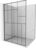 Mexen Kioto L Walk-in Shower Wall 90 x 200 cm, Black Pattern, Brushed Gun Gray - 800-090-103-66-78